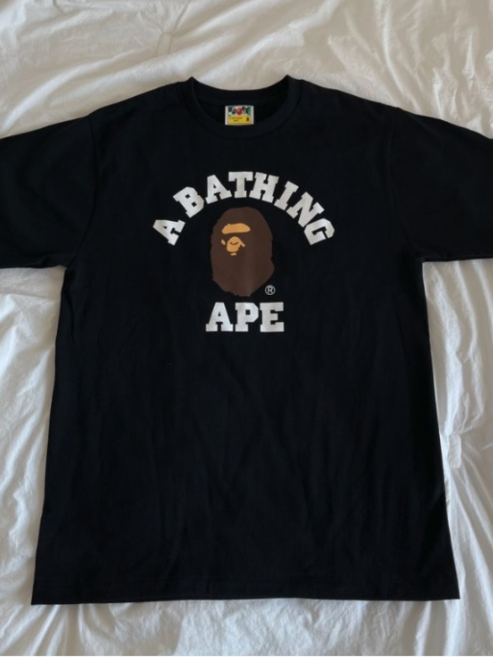 A Bathing Ape Black Logo Graphic Tee Large